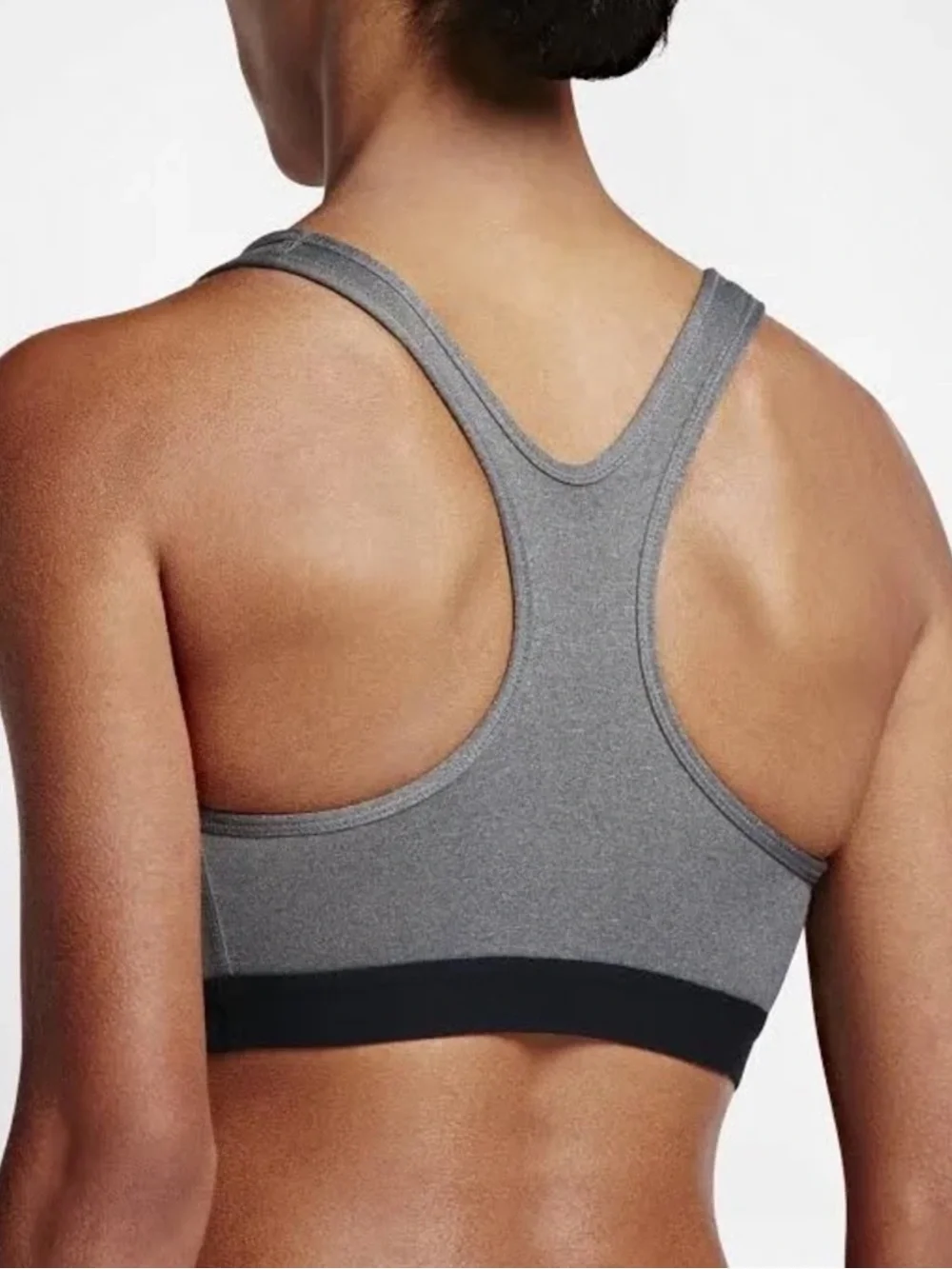 Nike Pro Dri-FIT Racerback Medium Support Sports Bra, Gray w Black, Sz XL